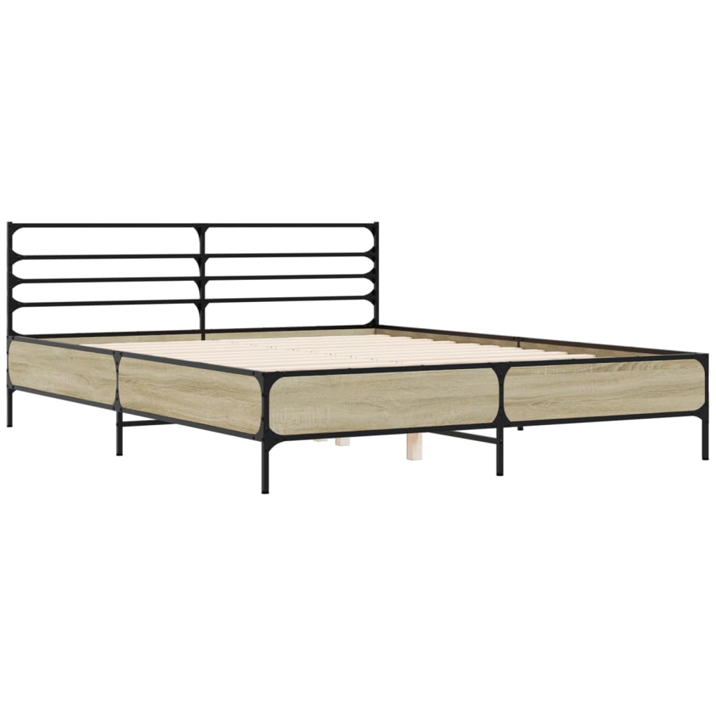 Sengeramme sonoma eik 150x200 cm konstruert tre og metall