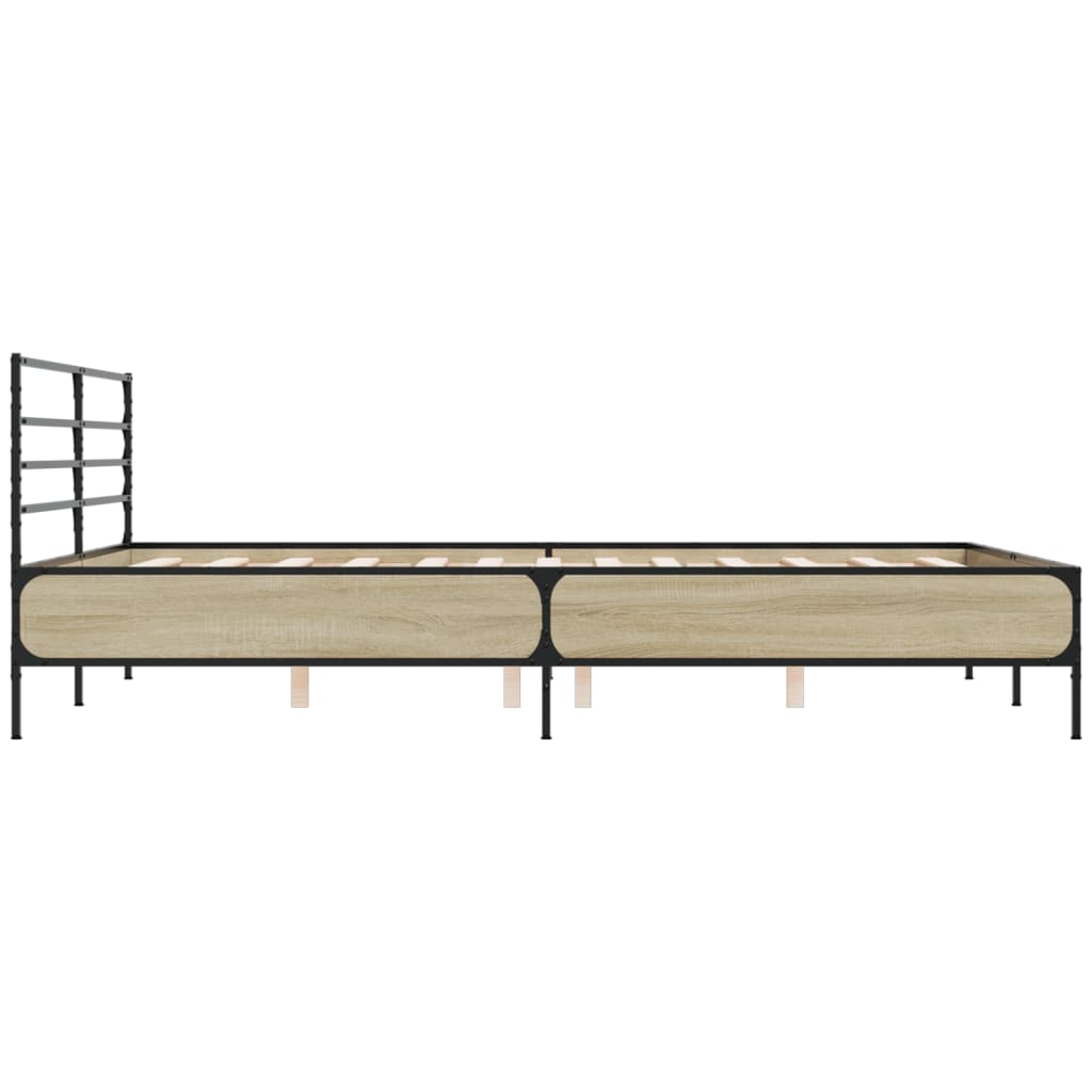 Sengeramme sonoma eik 150x200 cm konstruert tre og metall
