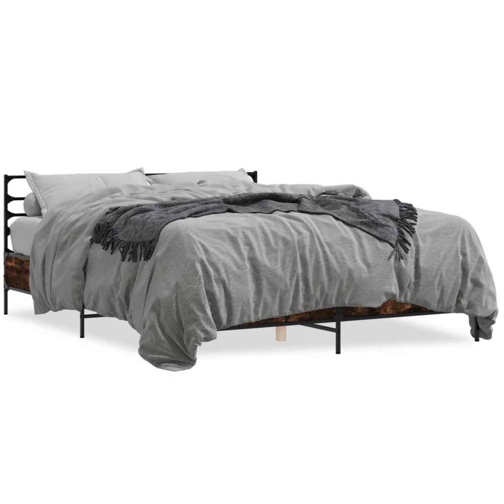 Sengeramme røkt eik 150x200 cm konstruert tre og metall