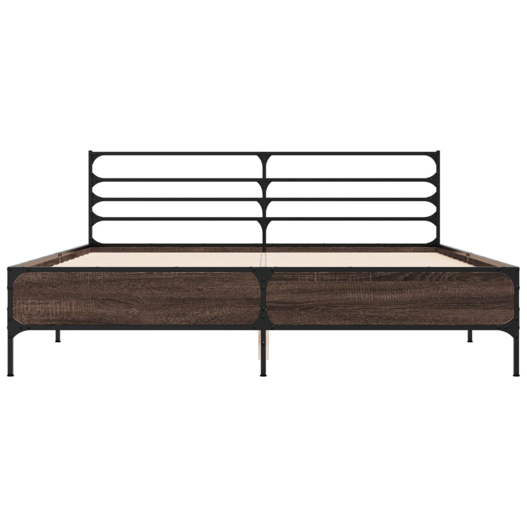 Sengeramme røkt eik 150x200 cm konstruert tre og metall