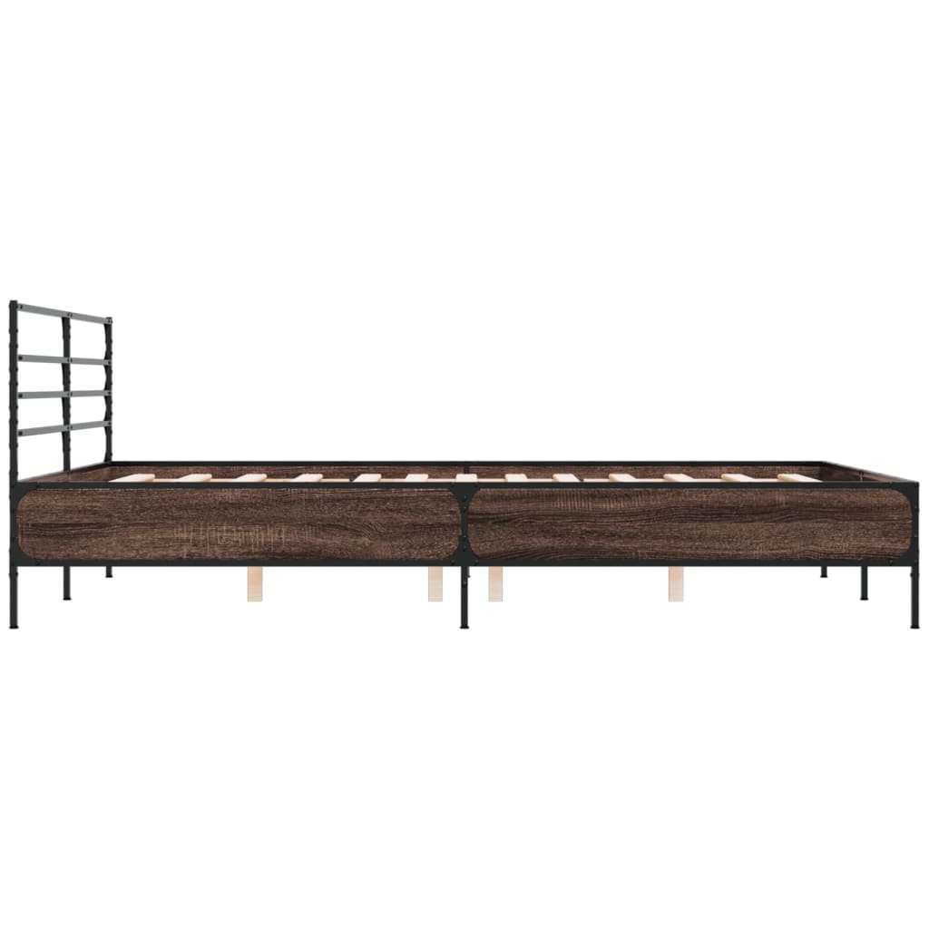 Sengeramme røkt eik 150x200 cm konstruert tre og metall