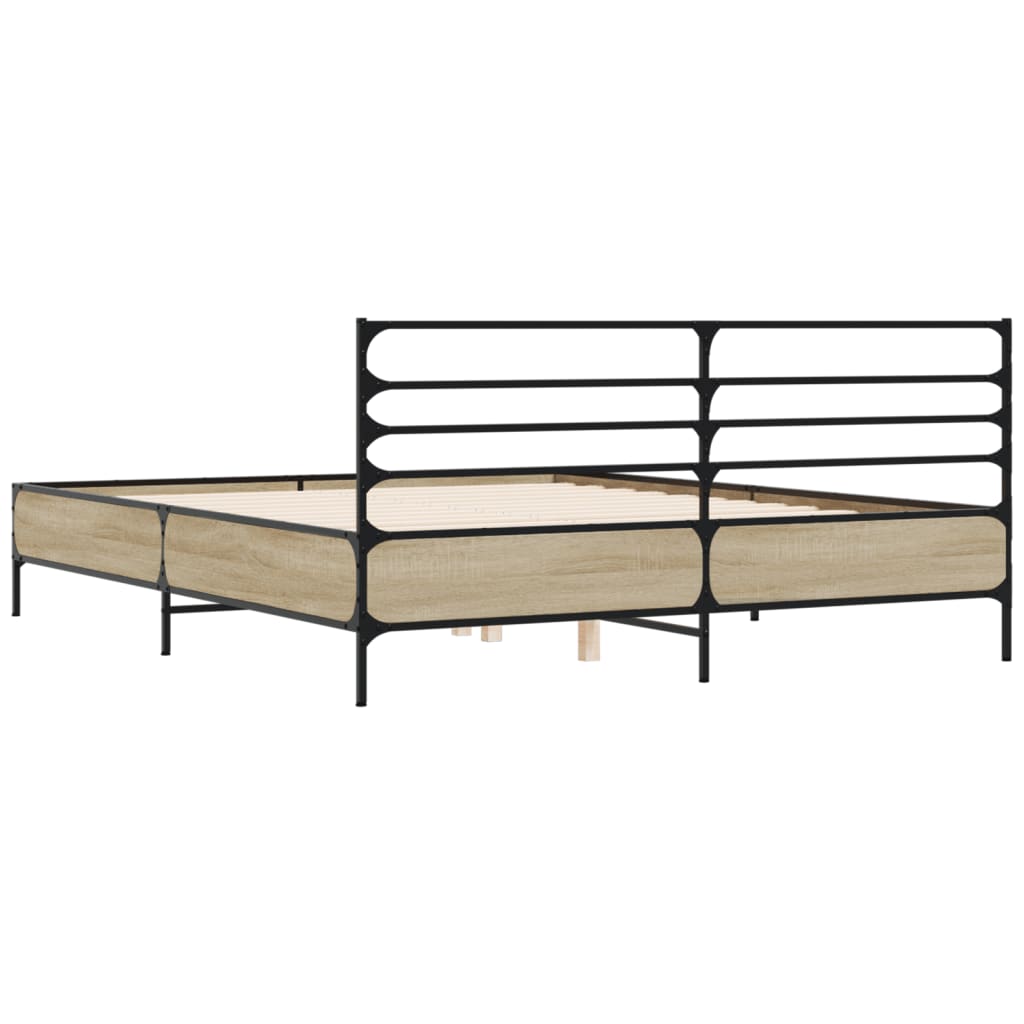 Sengeramme sonoma eik 160x200 cm konstruert tre og metall