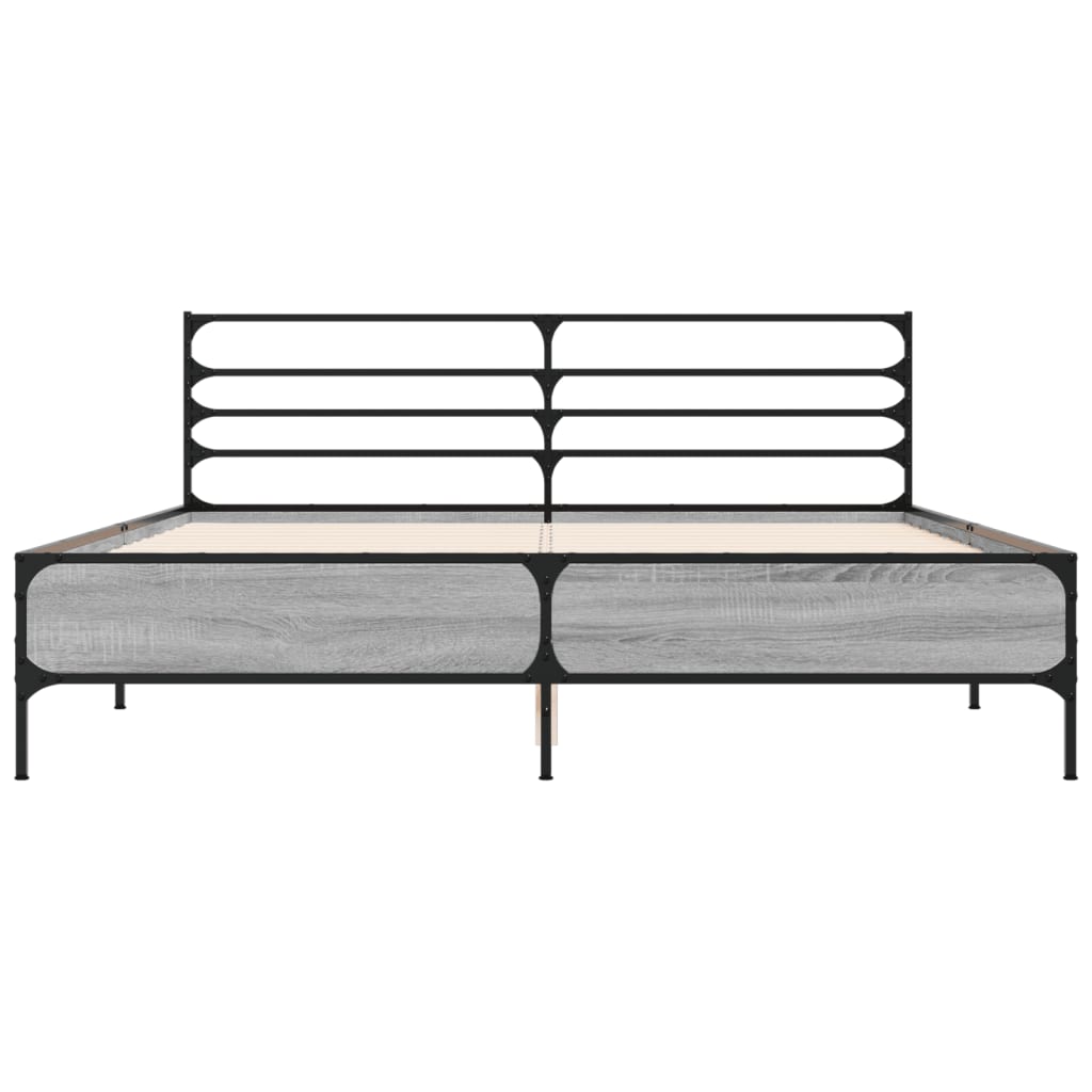 Sengeramme sonoma eik 160x200 cm konstruert tre og metall