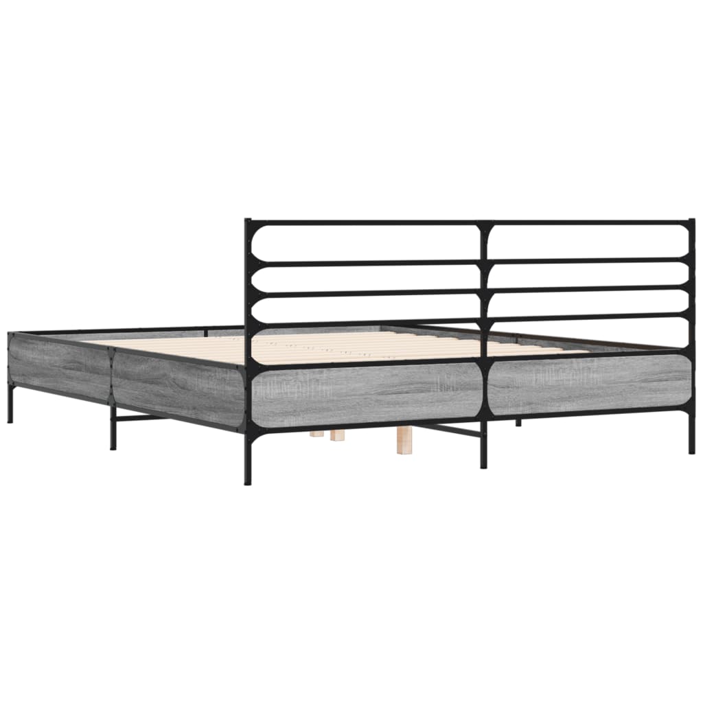 Sengeramme sonoma eik 160x200 cm konstruert tre og metall