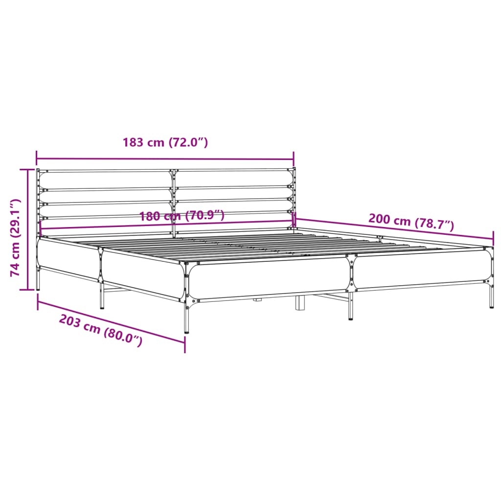Sengeramme svart 180x200 cm konstruert tre og metall