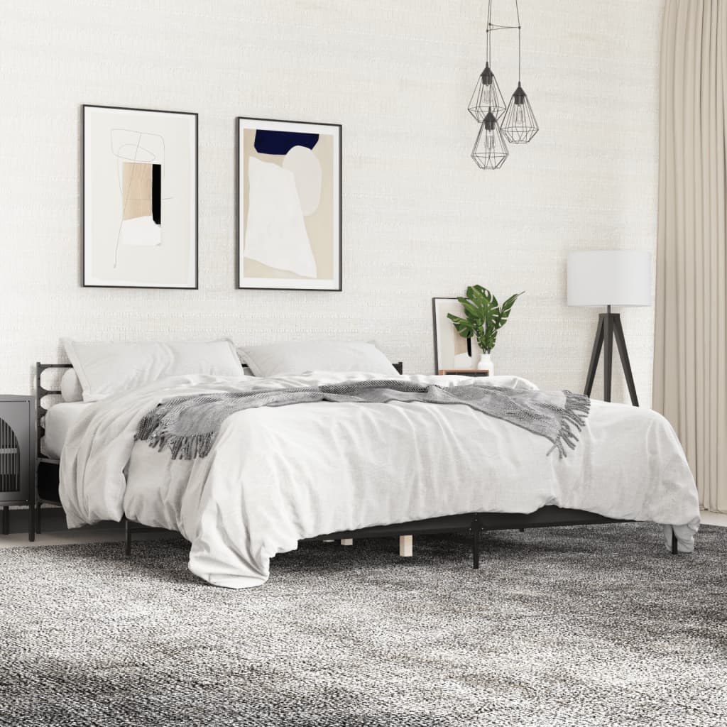Sengeramme svart 180x200 cm konstruert tre og metall
