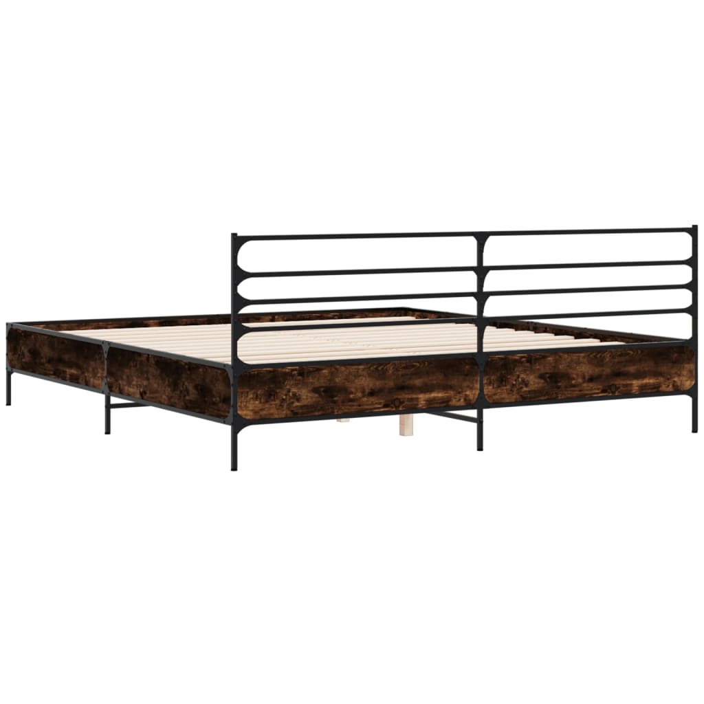 Sengeramme røkt eik 180x200 cm konstruert tre og metall