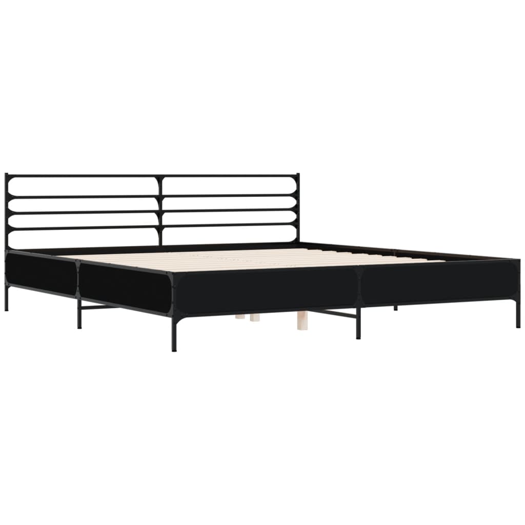Sengeramme svart 200x200 cm konstruert tre og metall