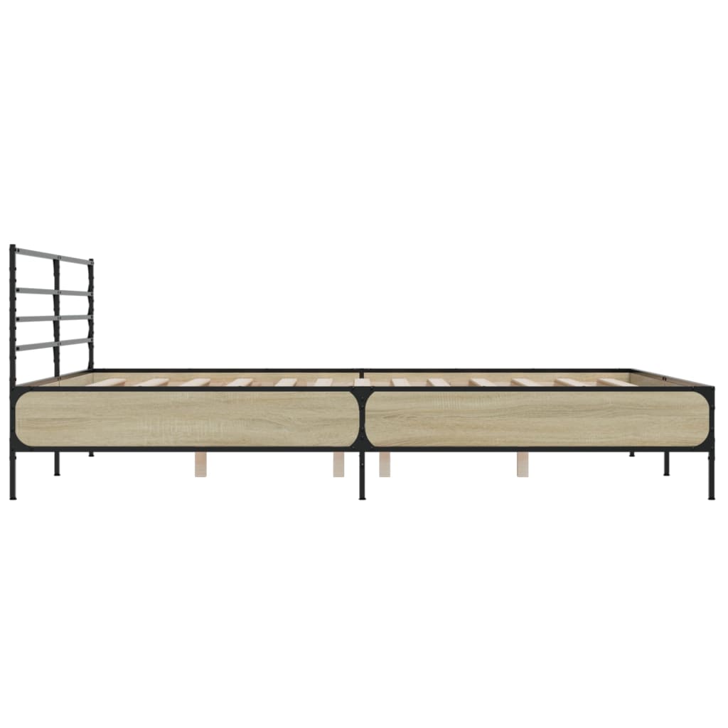 Sengeramme sonoma eik 200x200 cm konstruert tre og metall