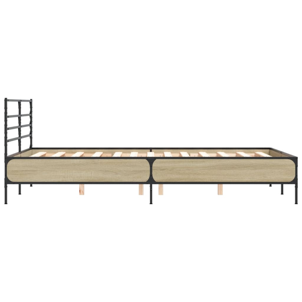 Sengeramme sonoma eik 135x190 cm konstruert tre og metall