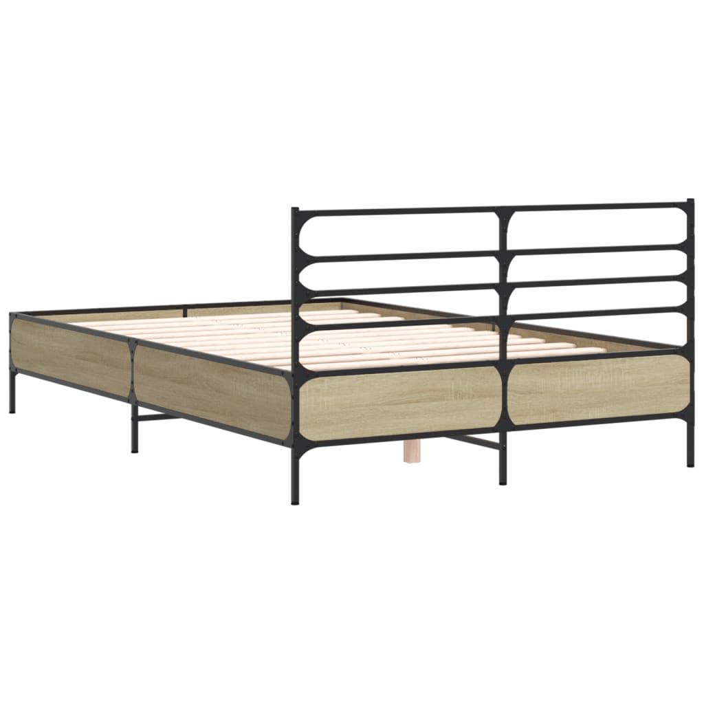 Sengeramme sonoma eik 135x190 cm konstruert tre og metall