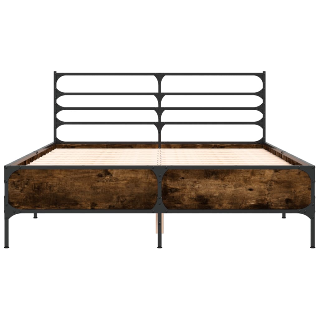 Sengeramme røkt eik 135x190 cm konstruert tre og metall