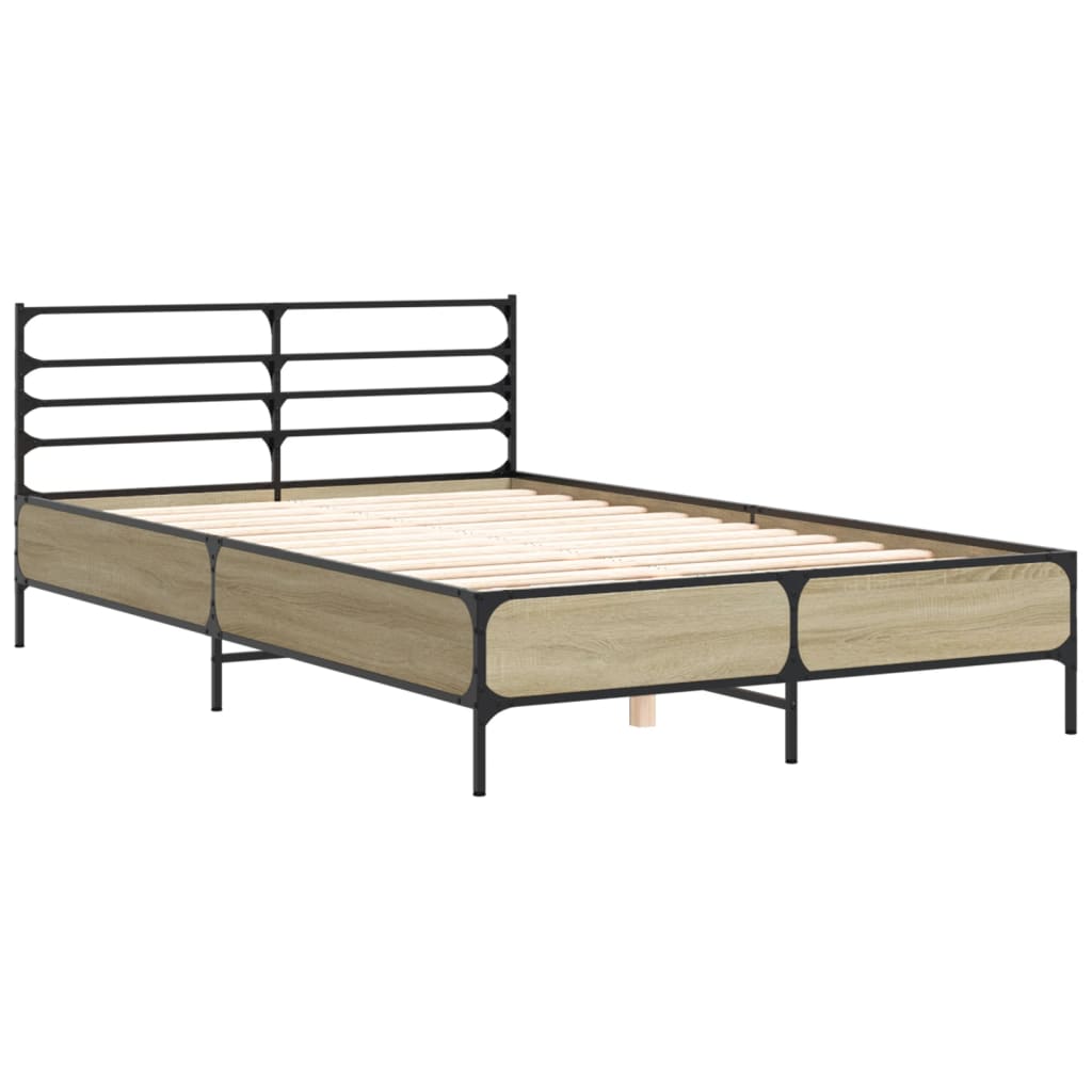 Sengeramme sonoma eik 140x190 cm konstruert tre og metall