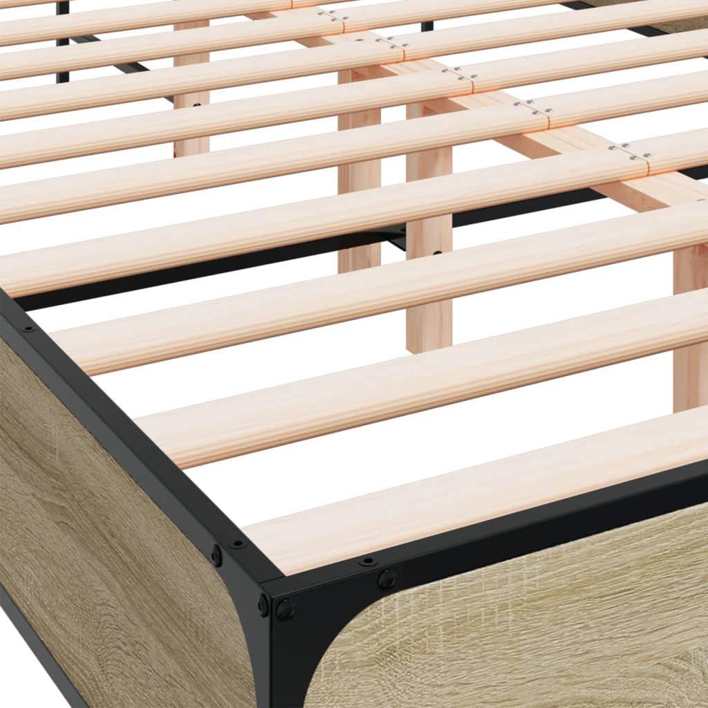 Sengeramme sonoma eik 140x190 cm konstruert tre og metall