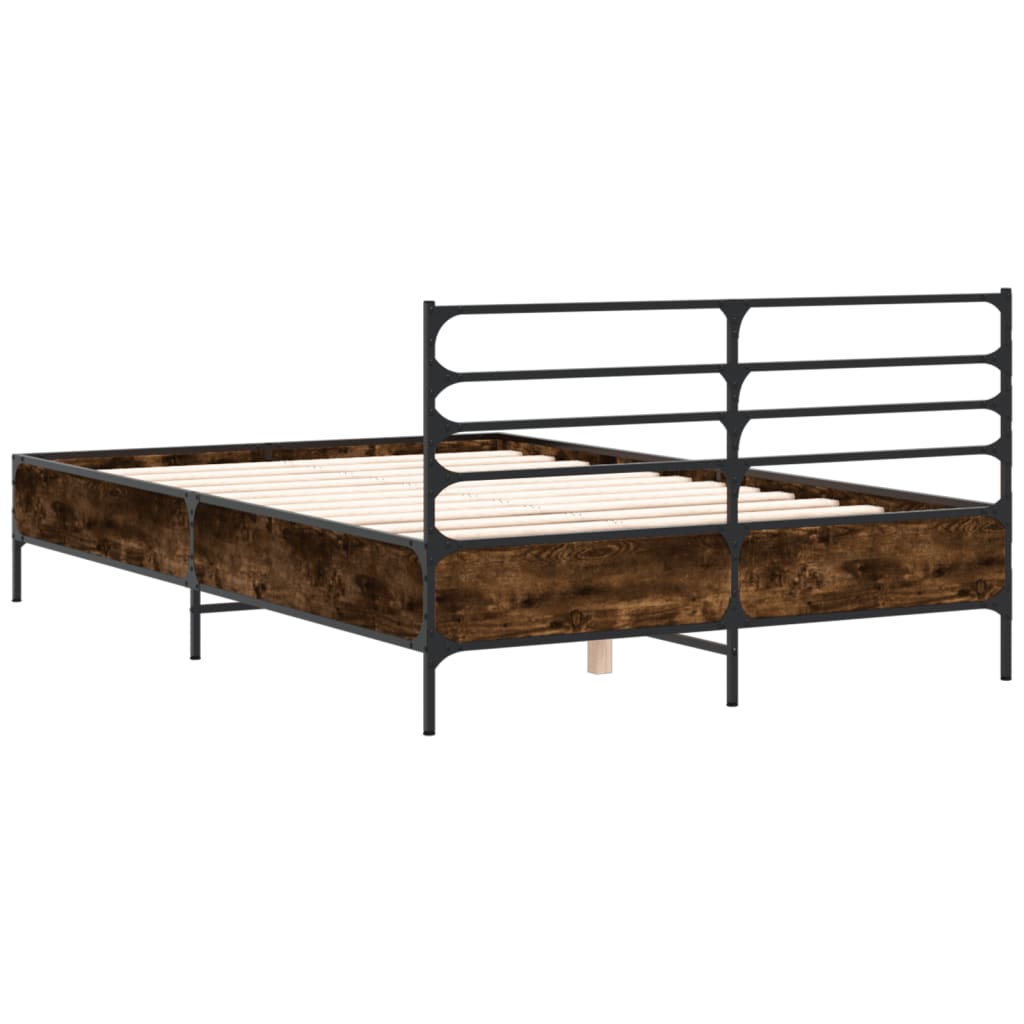 Sengeramme røkt eik 140x190 cm konstruert tre og metall