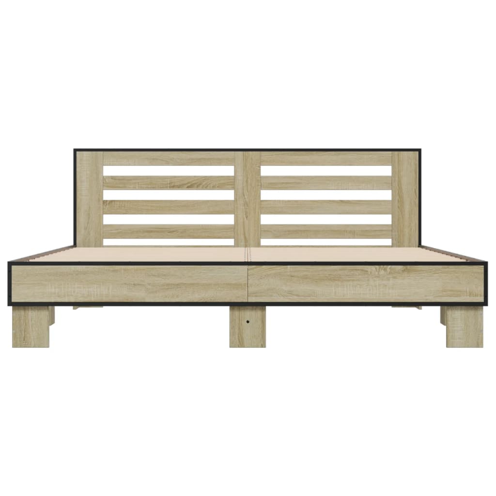 Sengeramme sonoma eik 200x200 cm konstruert tre og metall