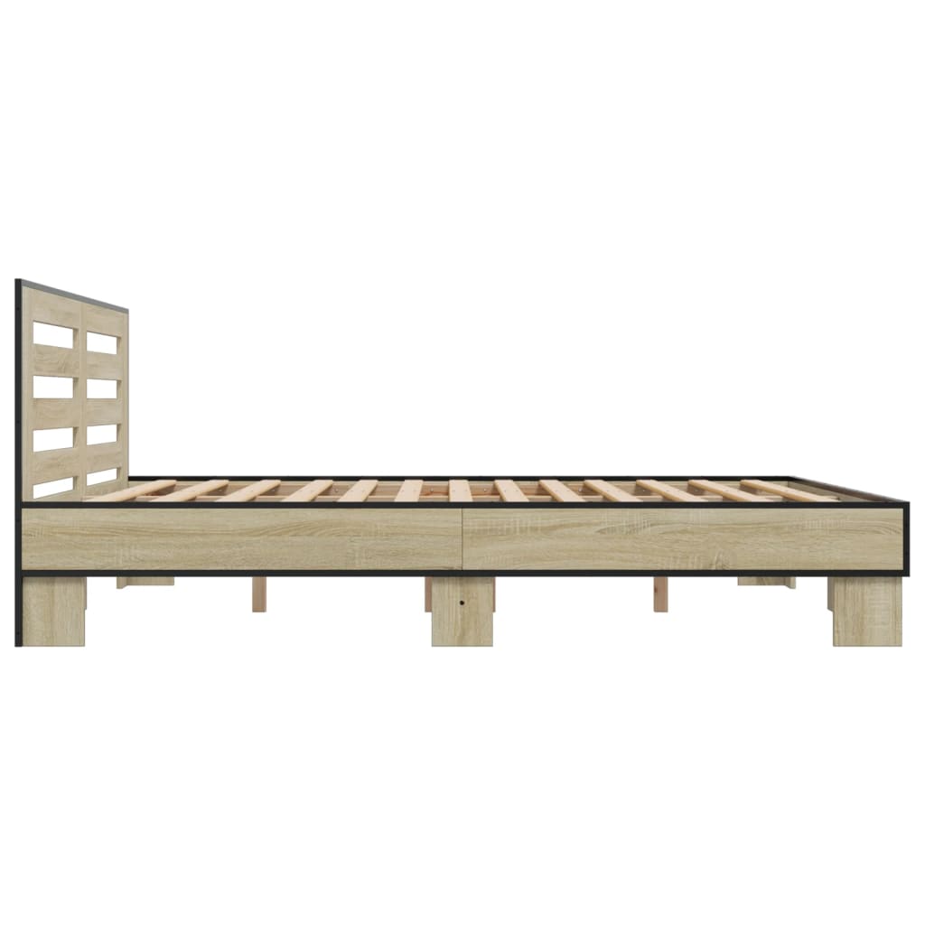 Sengeramme sonoma eik 200x200 cm konstruert tre og metall