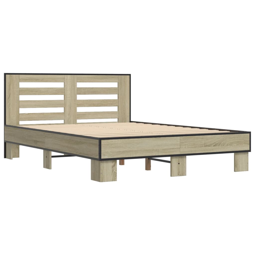 Sengeramme sonoma eik 140x200 cm konstruert tre og metall