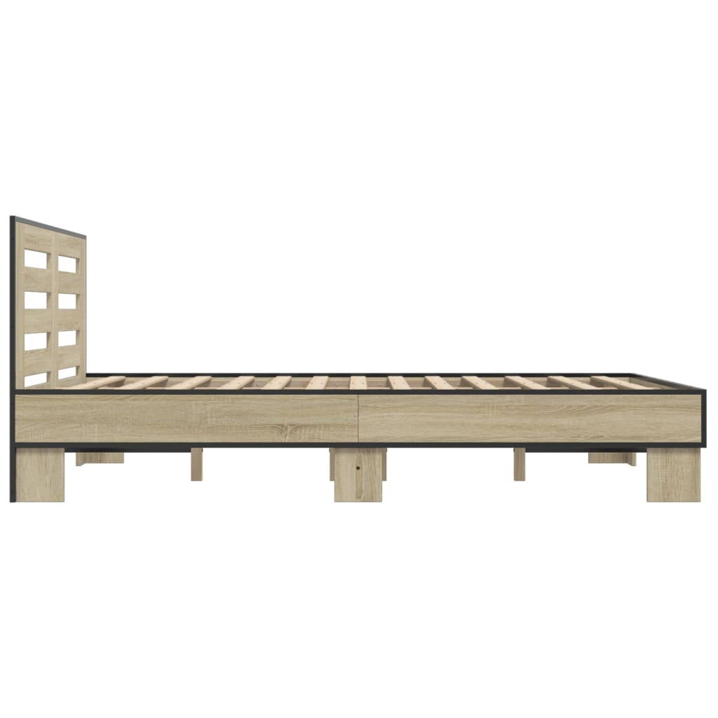 Sengeramme sonoma eik 140x200 cm konstruert tre og metall