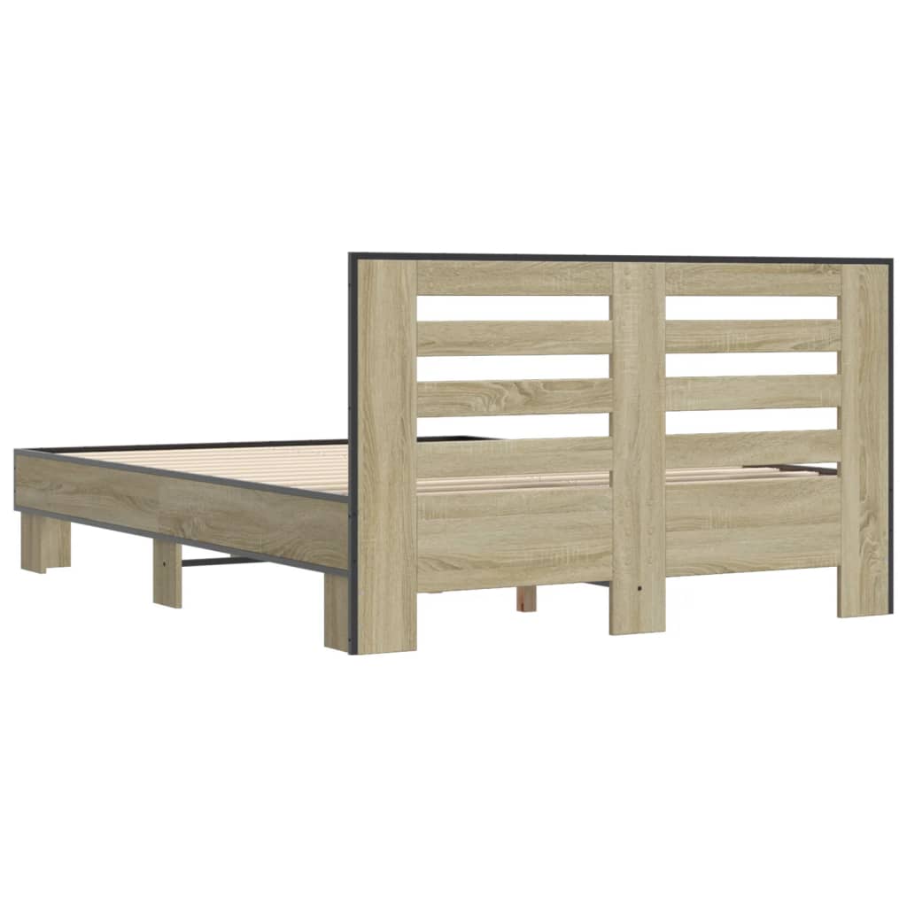 Sengeramme sonoma eik 140x200 cm konstruert tre og metall