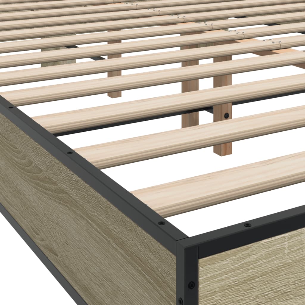 Sengeramme sonoma eik 140x200 cm konstruert tre og metall
