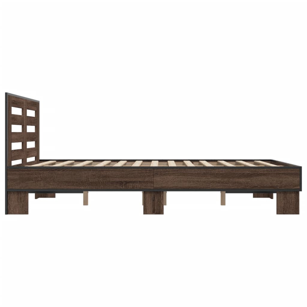 Sengeramme brun eik 120x200 cm konstruert tre og metall
