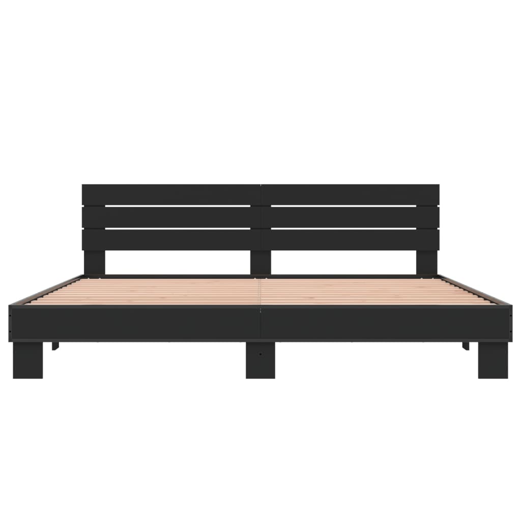 Sengeramme svart 200x200 cm konstruert tre og metall