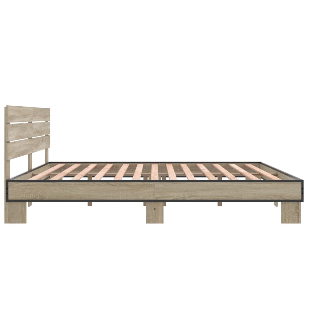 Sengeramme sonoma eik 200x200 cm konstruert tre og metall