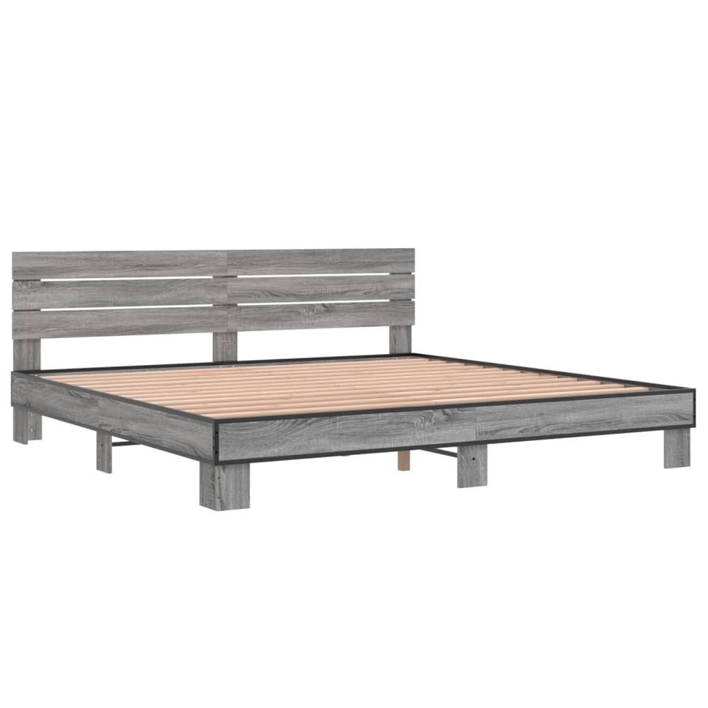 Sengeramme grå sonoma 200x200 cm konstruert tre og metall