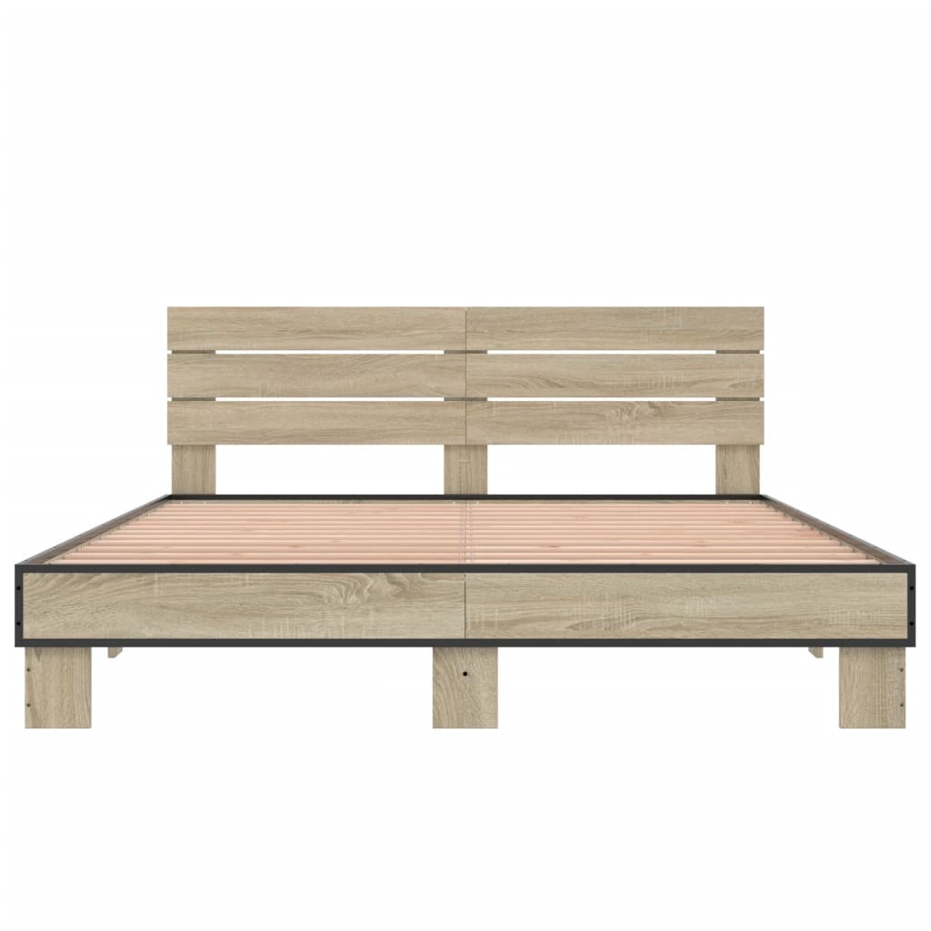 Sengeramme sonoma eik 150x200 cm konstruert tre og metall