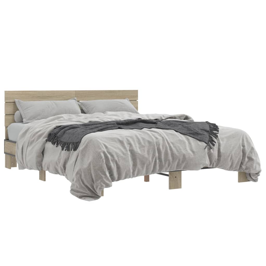 Sengeramme sonoma eik 150x200 cm konstruert tre og metall
