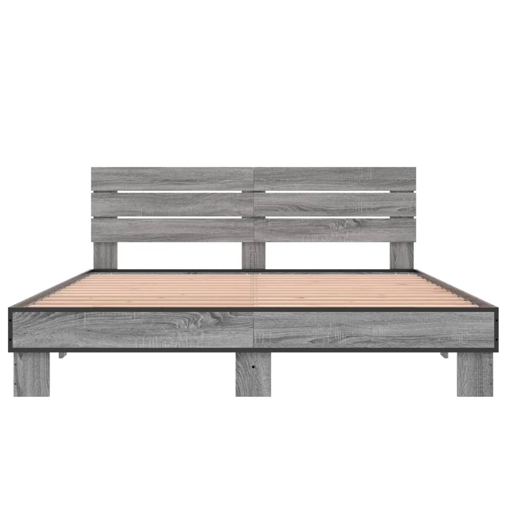 Sengeramme grå sonoma 150x200 cm konstruert tre og metall