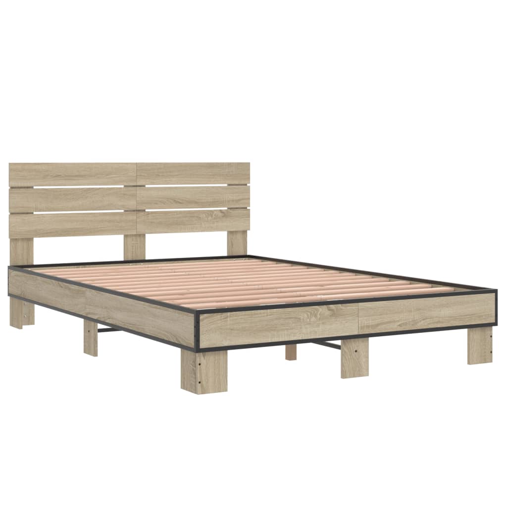 Sengeramme sonoma eik 140x200 cm konstruert tre og metall