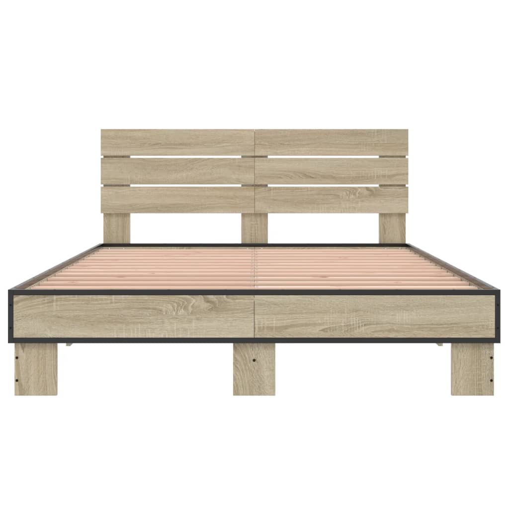 Sengeramme sonoma eik 140x200 cm konstruert tre og metall