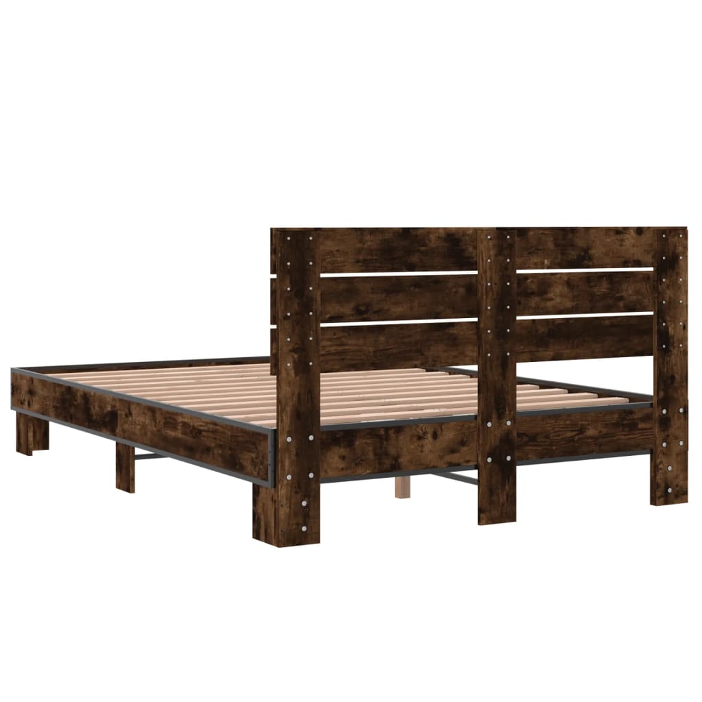 Sengeramme røkt eik 140x200 cm konstruert tre og metall