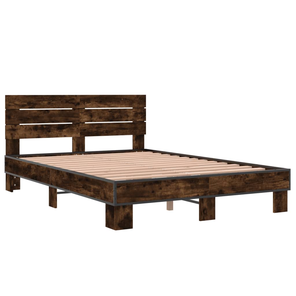 Sengeramme røkt eik 120x200 cm konstruert tre og metall