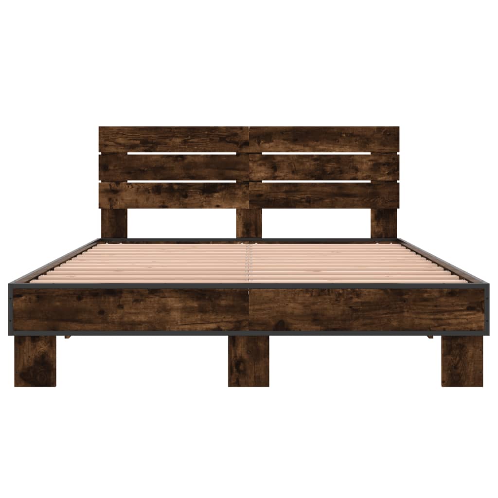 Sengeramme røkt eik 120x200 cm konstruert tre og metall