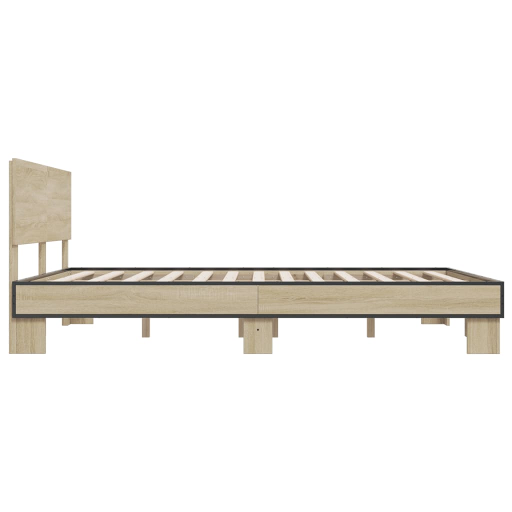 Sengeramme sonoma eik 160x200 cm konstruert tre og metall