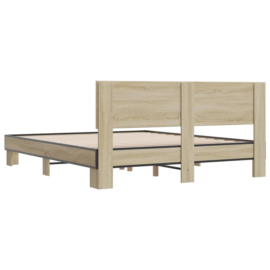 Sengeramme sonoma eik 160x200 cm konstruert tre og metall