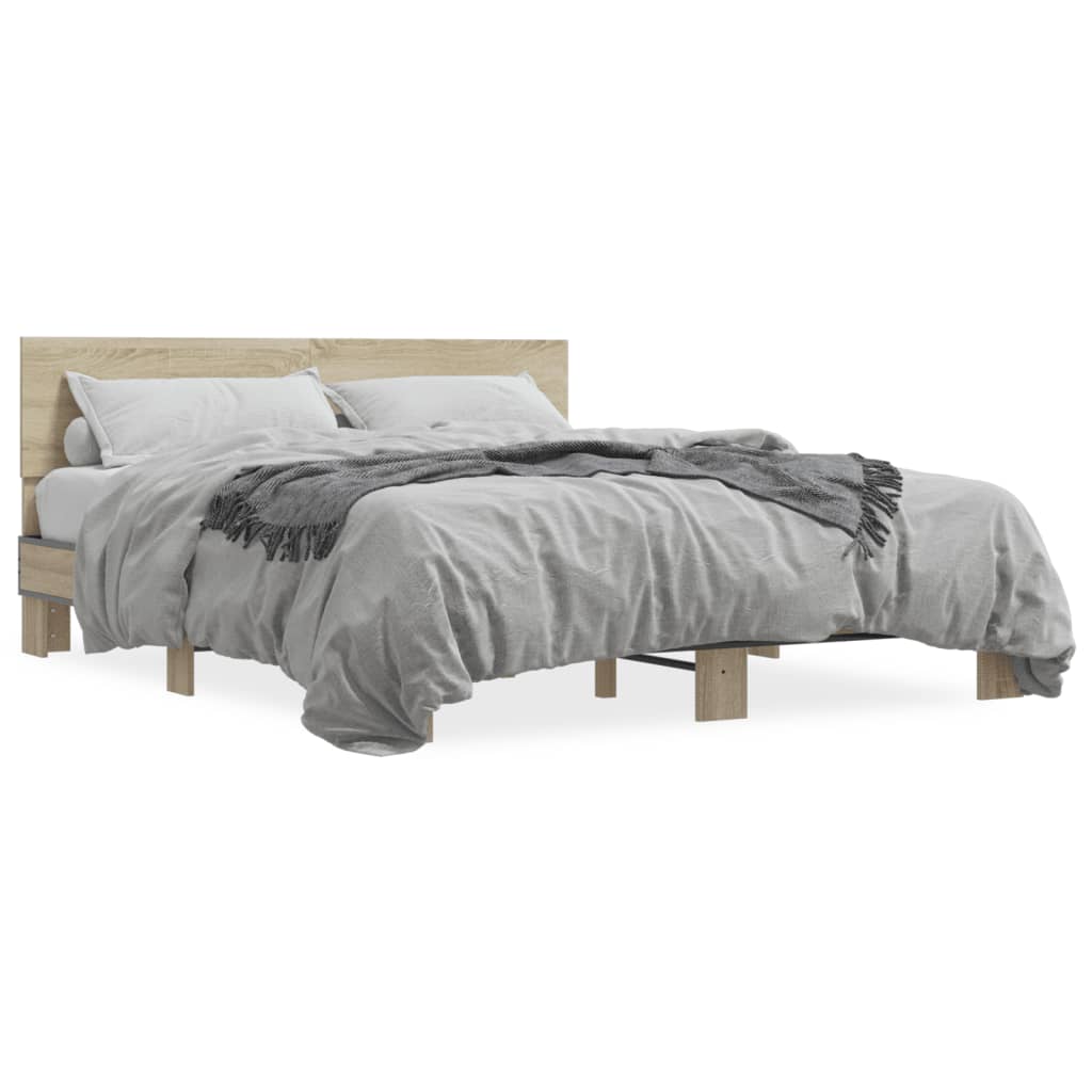 Sengeramme sonoma eik 160x200 cm konstruert tre og metall