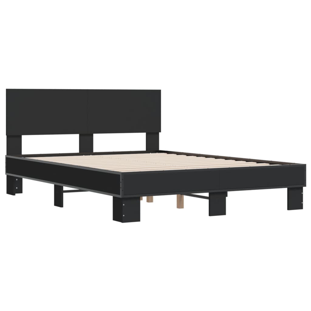 Sengeramme svart 120x200 cm konstruert tre og metall
