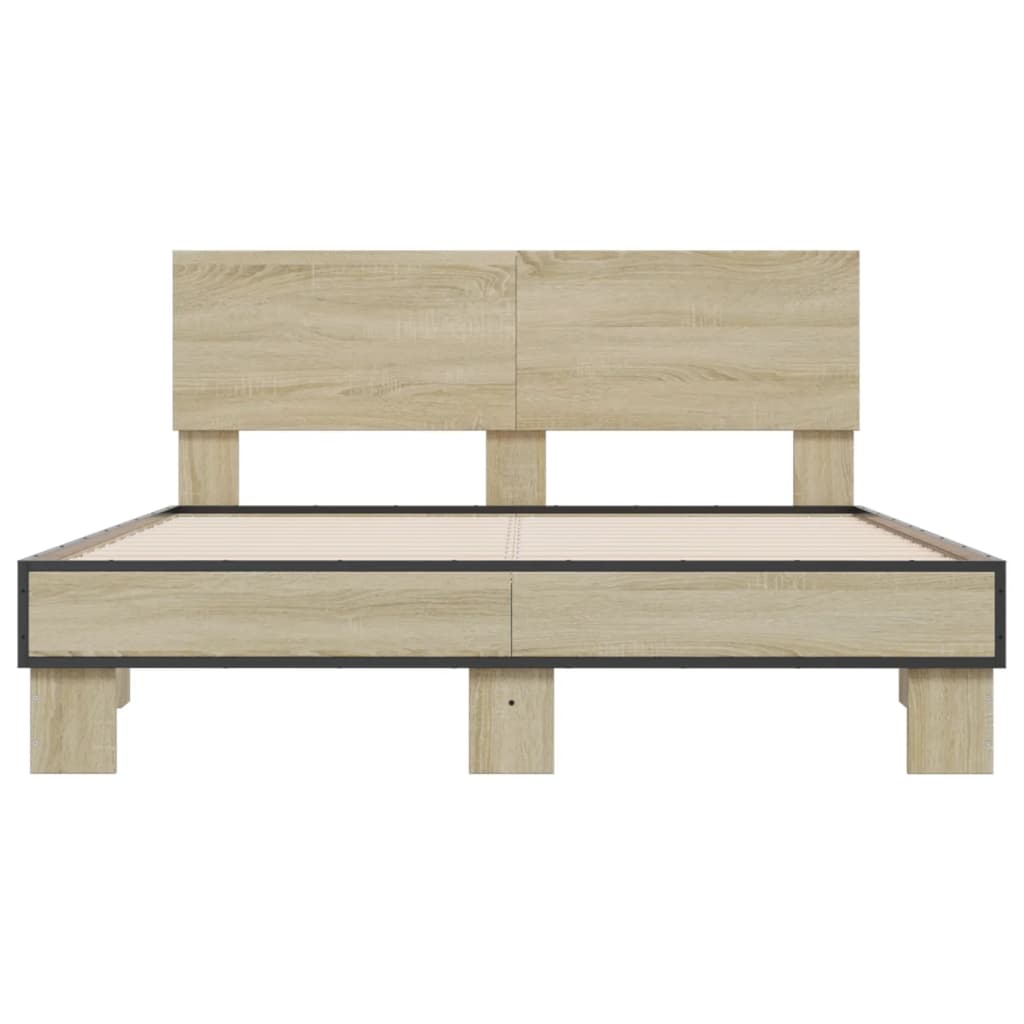 Sengeramme sonoma eik 120x200 cm konstruert tre og metall