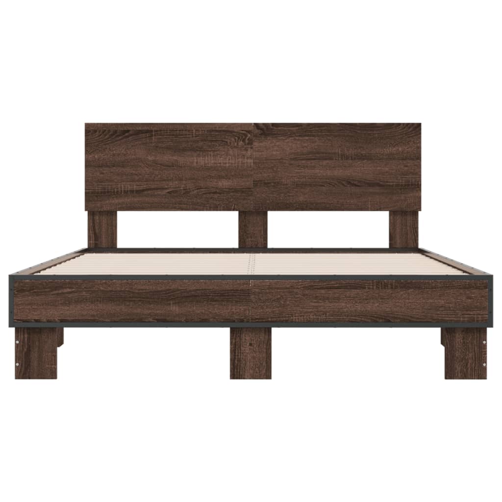 Sengeramme brun eik 120x200 cm konstruert tre og metall