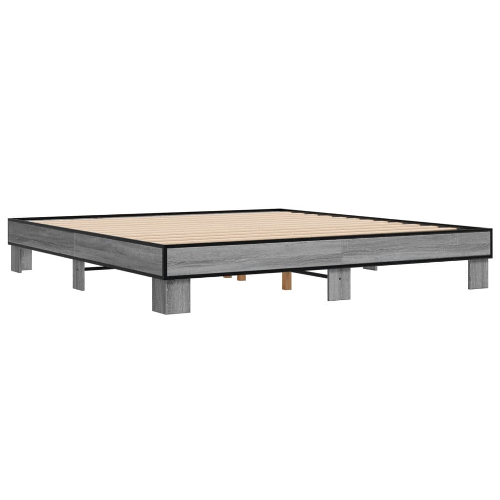 Sengeramme grå sonoma 200x200 cm konstruert tre og metall