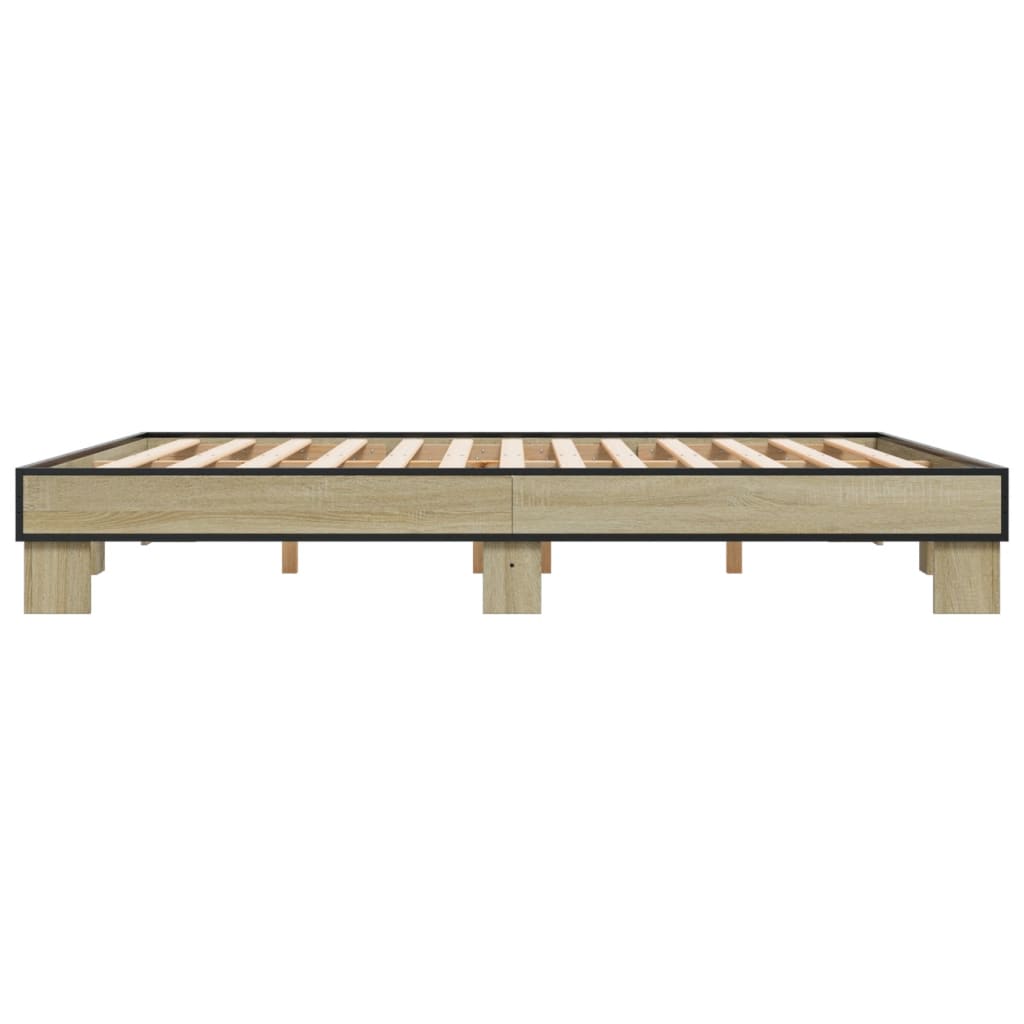 Sengeramme sonoma eik 160x200 cm konstruert tre og metall