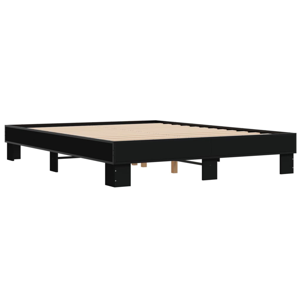 Sengeramme svart 150x200 cm konstruert tre og metall