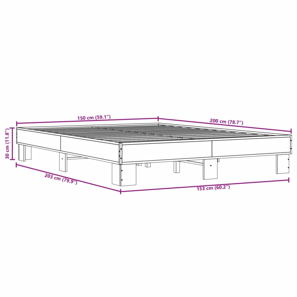 Sengeramme svart 150x200 cm konstruert tre og metall