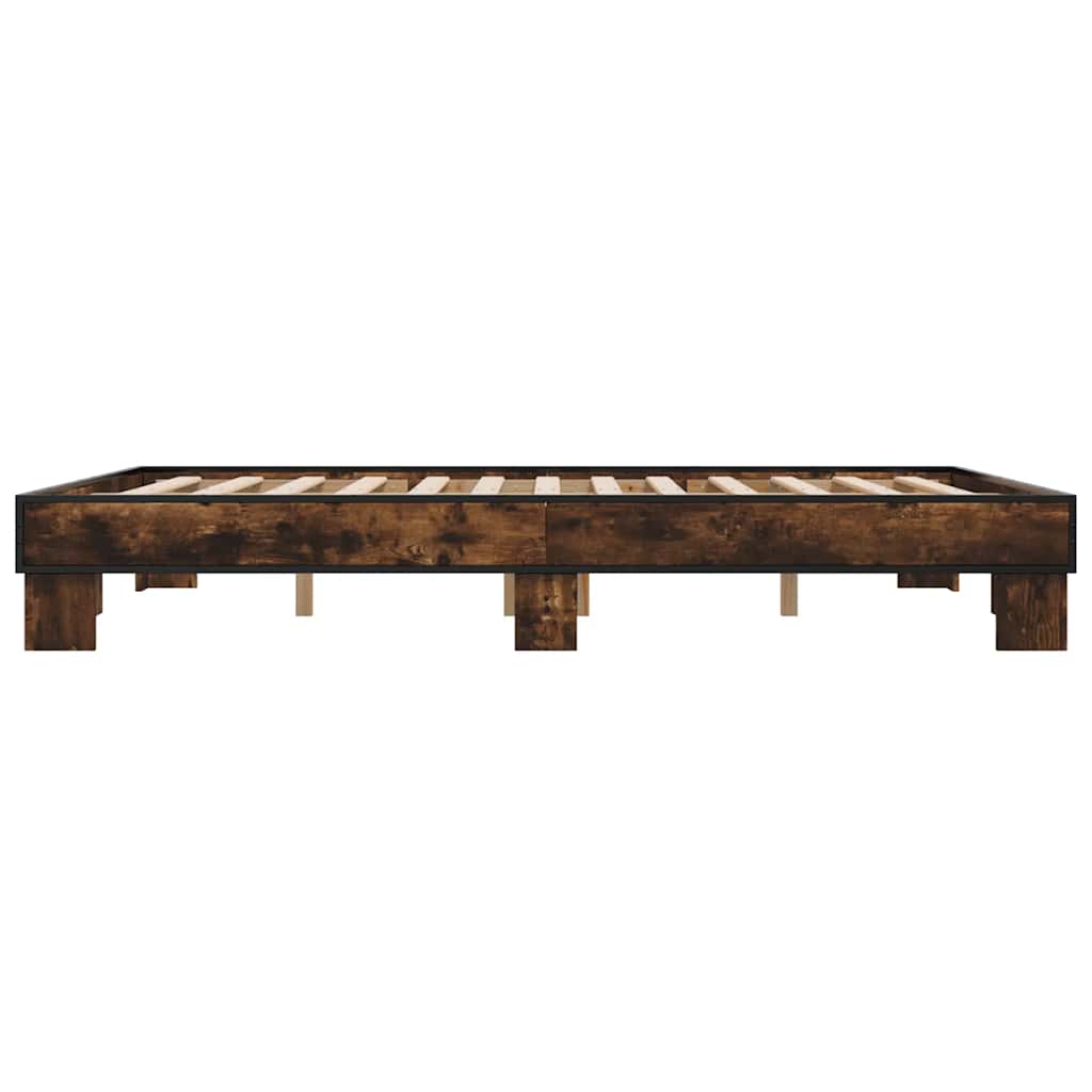 Sengeramme røkt eik 150x200 cm konstruert tre og metall