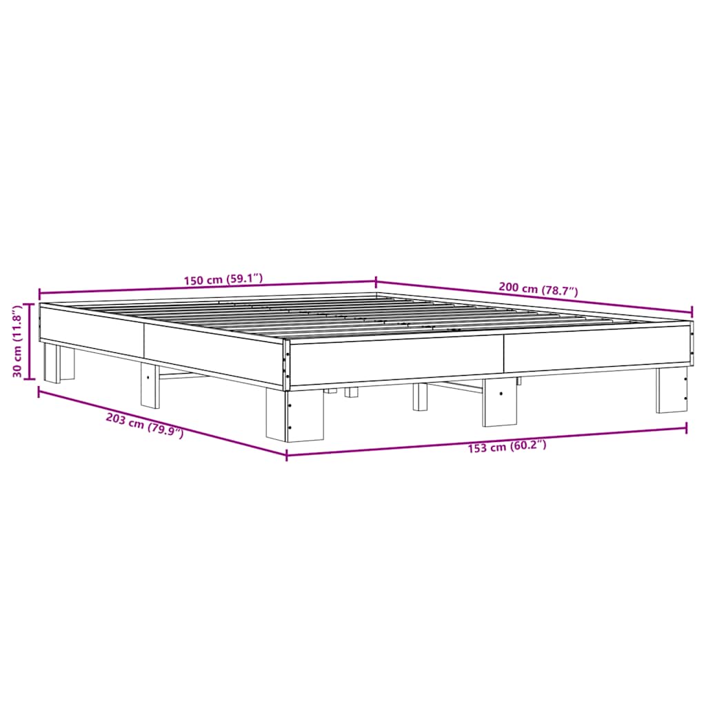 Sengeramme røkt eik 150x200 cm konstruert tre og metall
