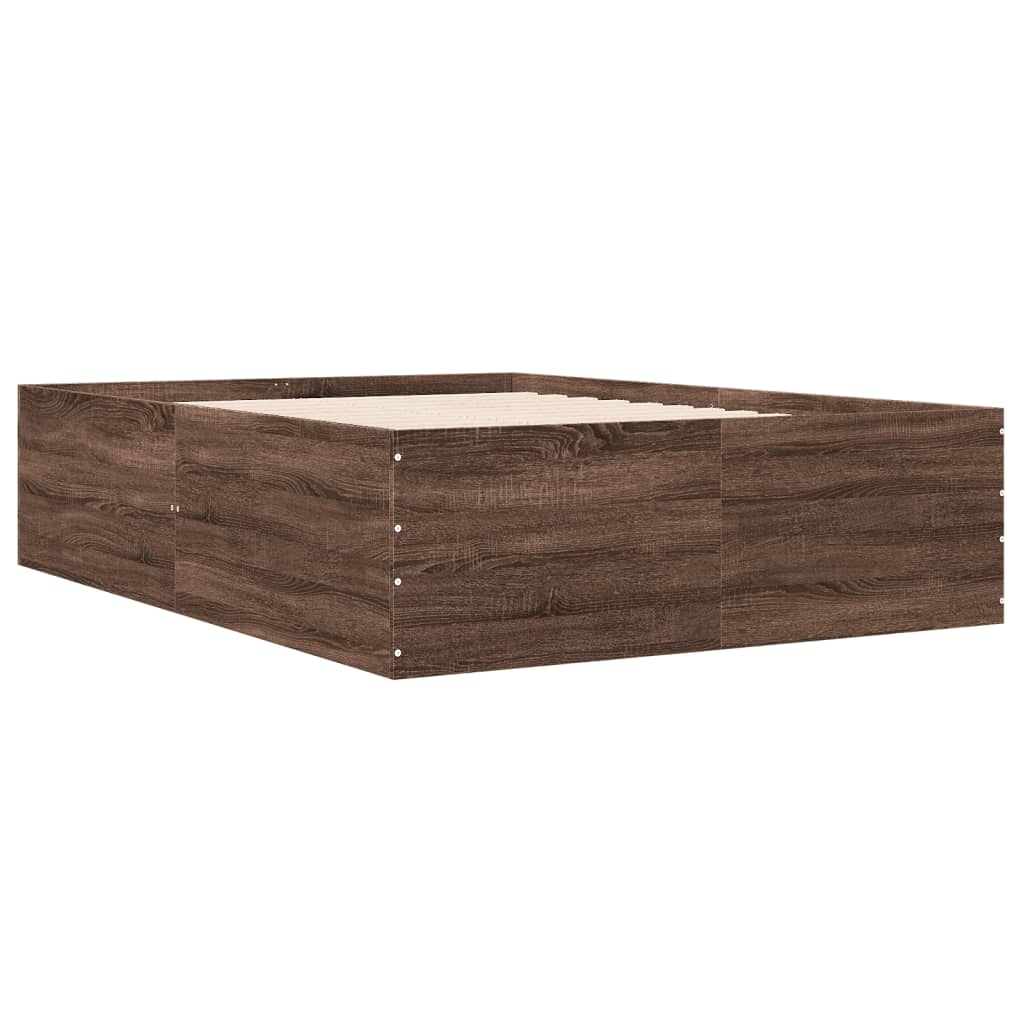 Sengeramme brun eik 135x190 cm konstruert tre
